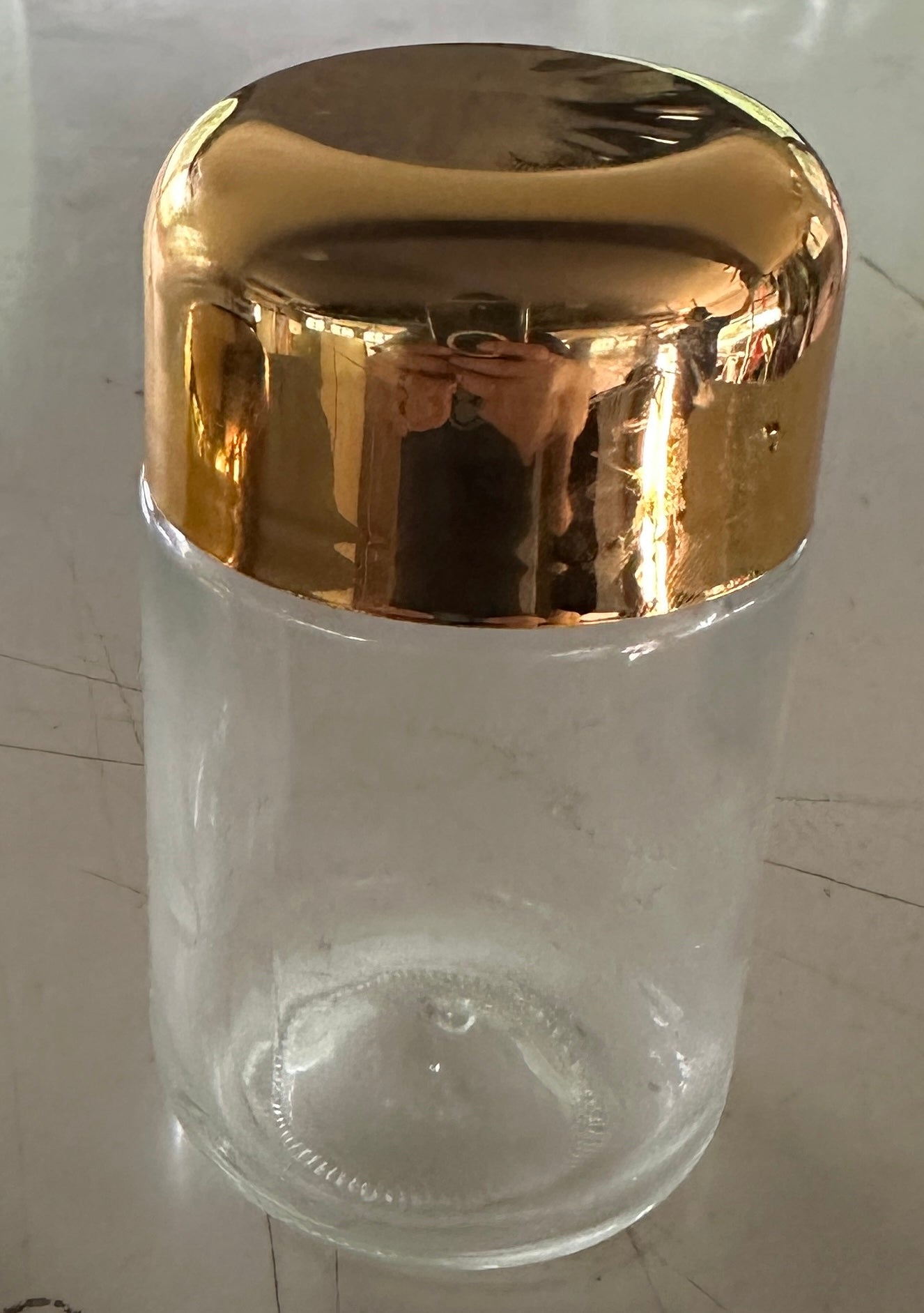 Glass Jar w/ Gold Dome Child Resistant Lid