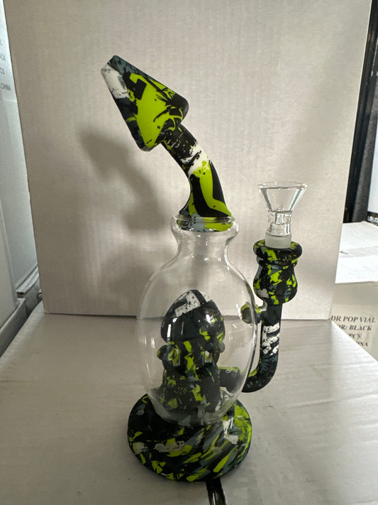 Silicone & Glass Mushroom Water Pipe