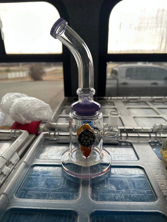 Glass 10” Bent Neck Water Pipe with Fruit Perc and Marble