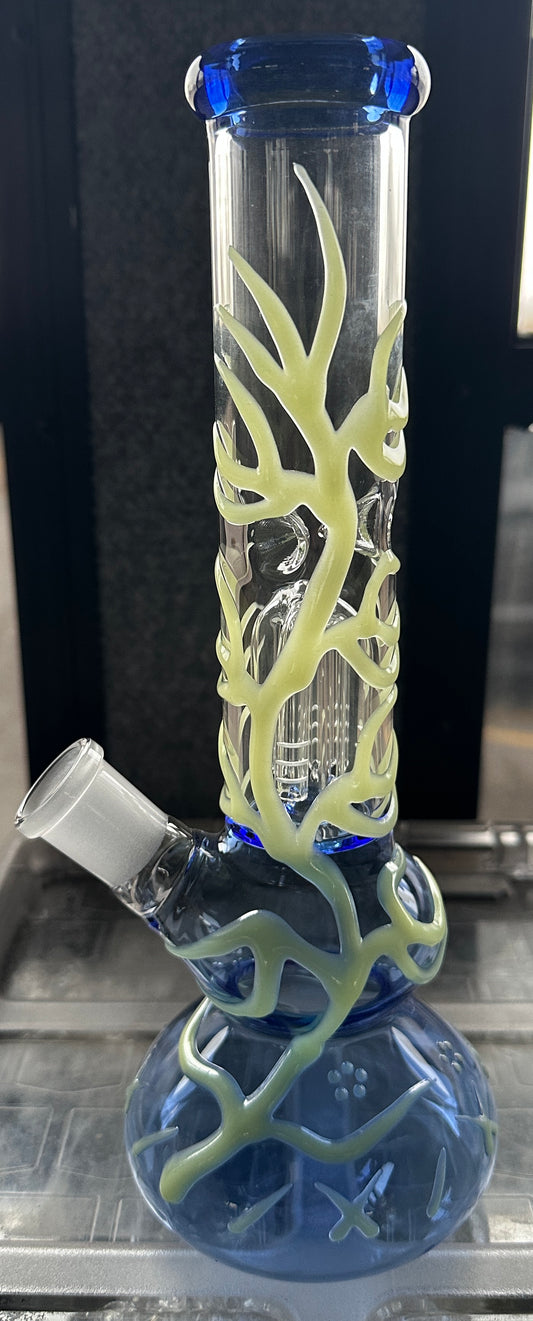 Glass 12” Water Pipe Glowing Veins