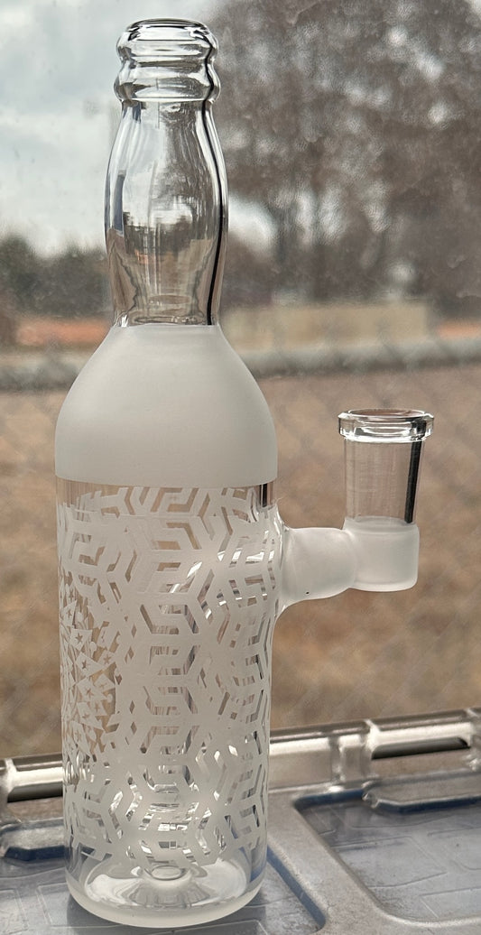 Glass 8” Geometric Sandblast Water Pipe