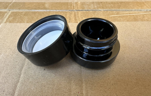 5ml UV Resistant Glass Concentrate Clear Jar, Child Resistant Black Lid - 400ct