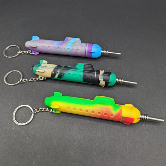 Silicone Nectar Collector/Chillum Submarine Keychain