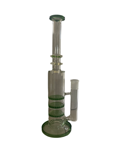 Glass 13” Bottle Water Pipe w/ 3 Honeycomb Percs