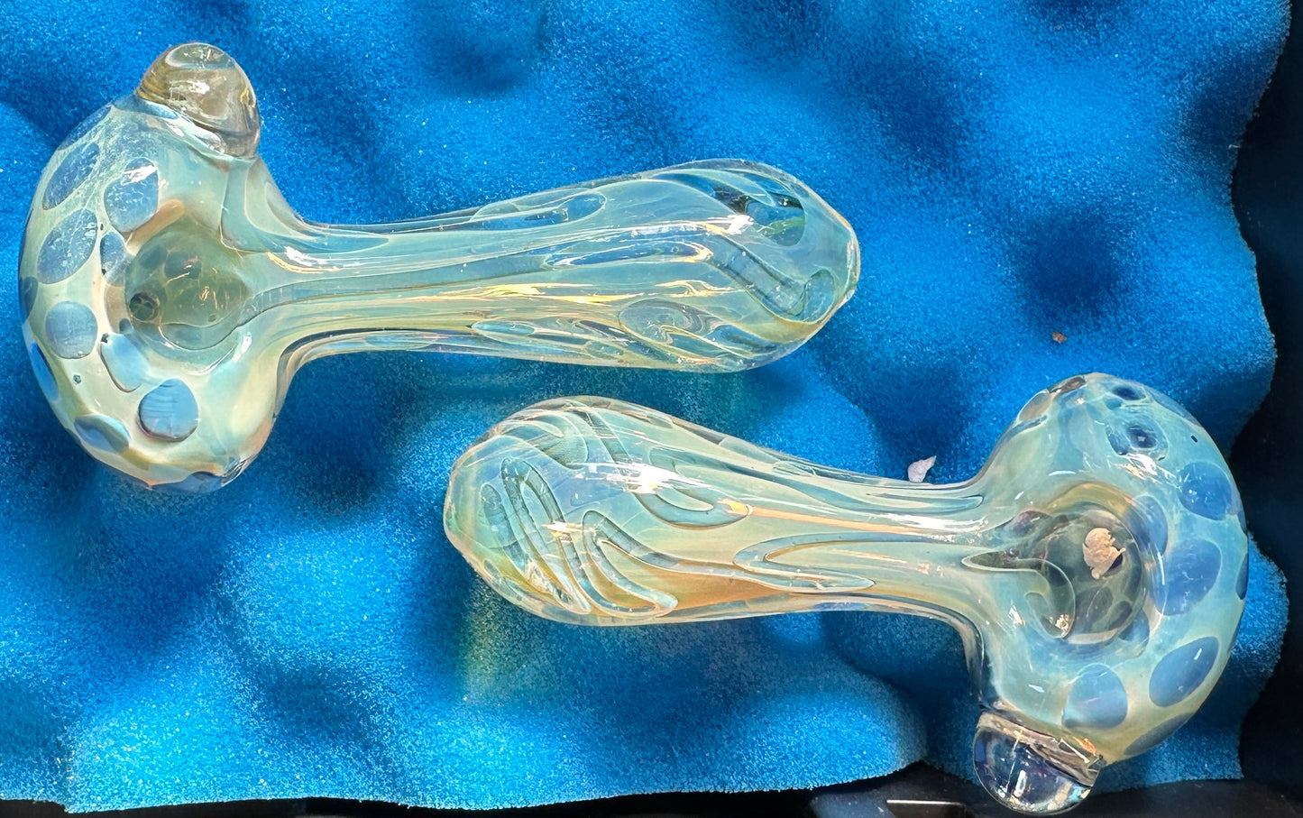 Glass Fumed Blue Dot Pipe
