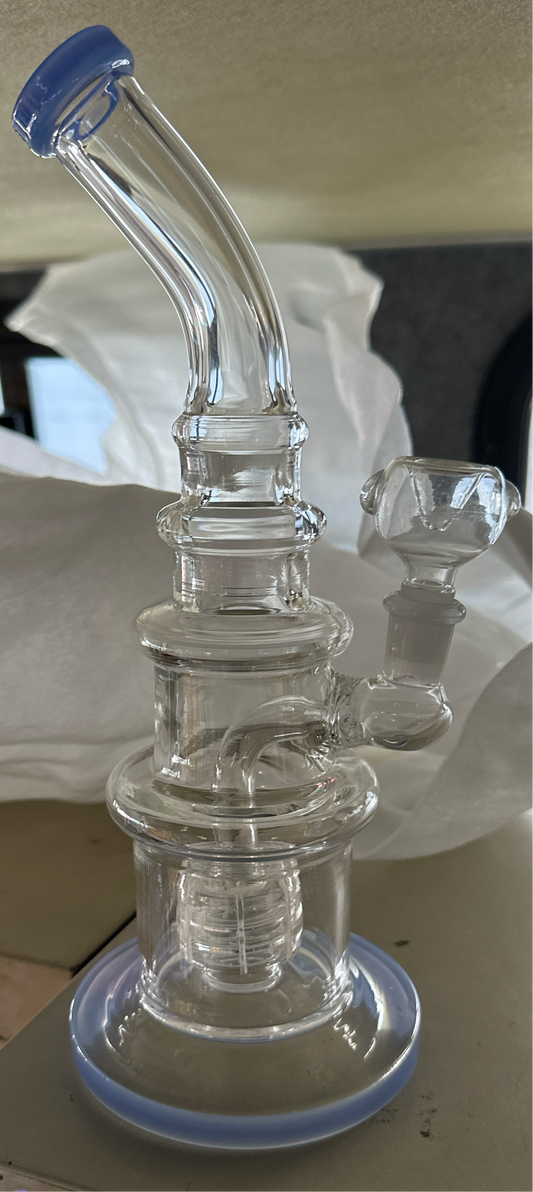 Glass 10” Graduated Bent Neck Water Pipe