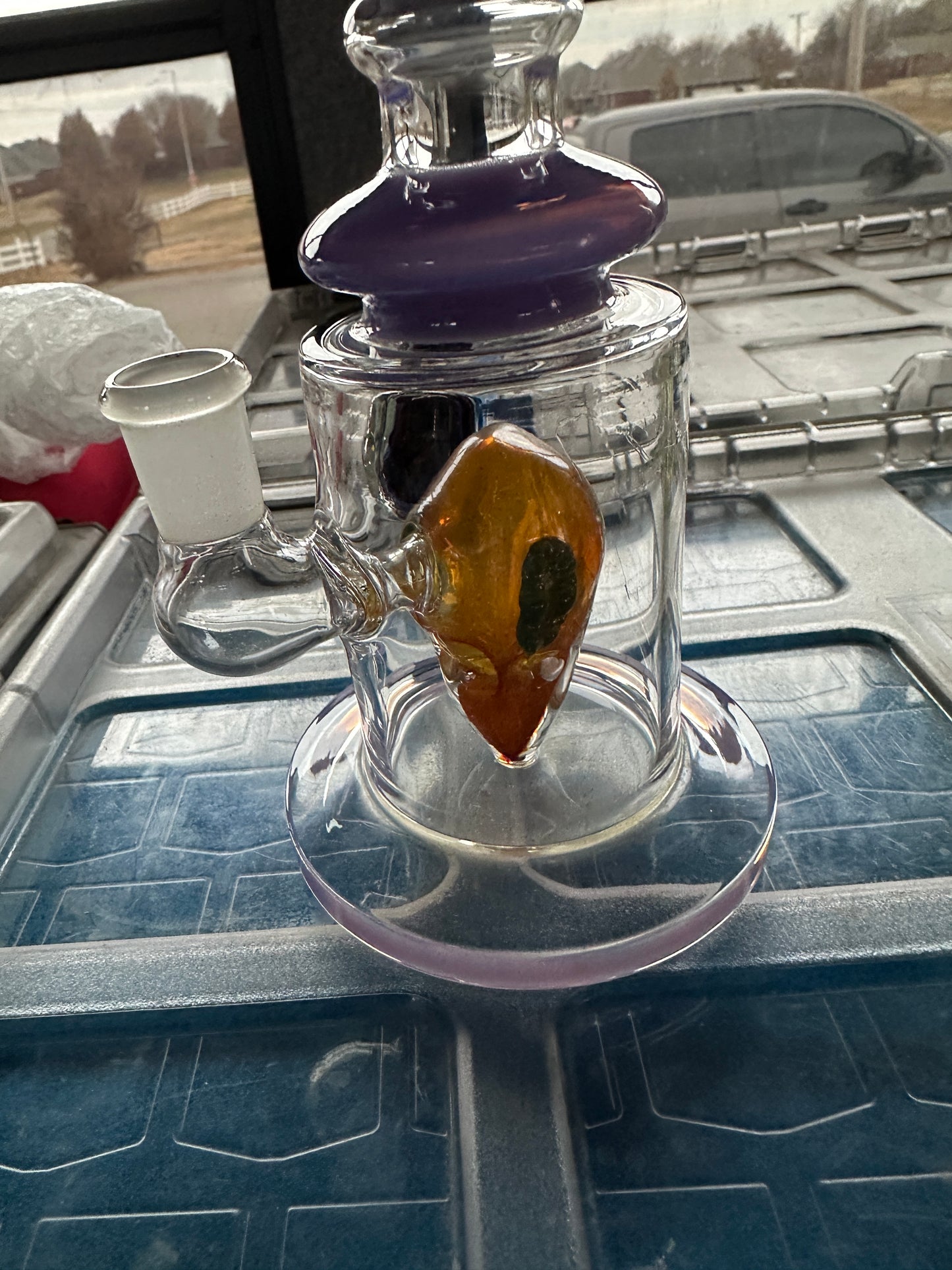 Glass 10” Bent Neck Water Pipe with Fruit Perc and Marble