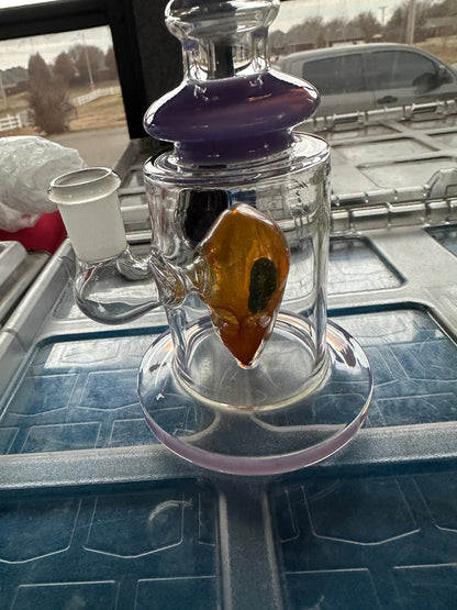 Glass 10” Bent Neck Water Pipe with Fruit Perc and Marble