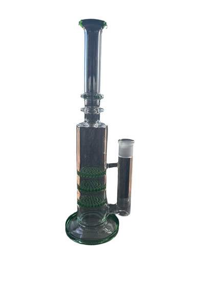 Glass 13” Bottle Water Pipe w/ 3 Honeycomb Percs