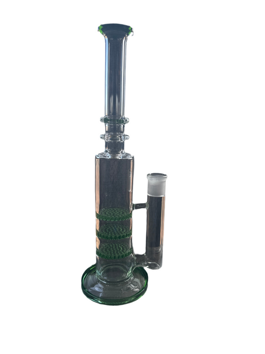 Glass 13” Bottle Water Pipe w/ 3 Honeycomb Percs