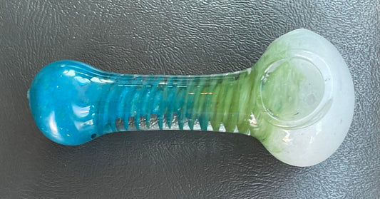 Glass tri color inside out swirl spoon