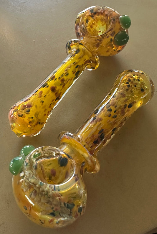 Glass 5” Speckled Spoon Hand Pipe