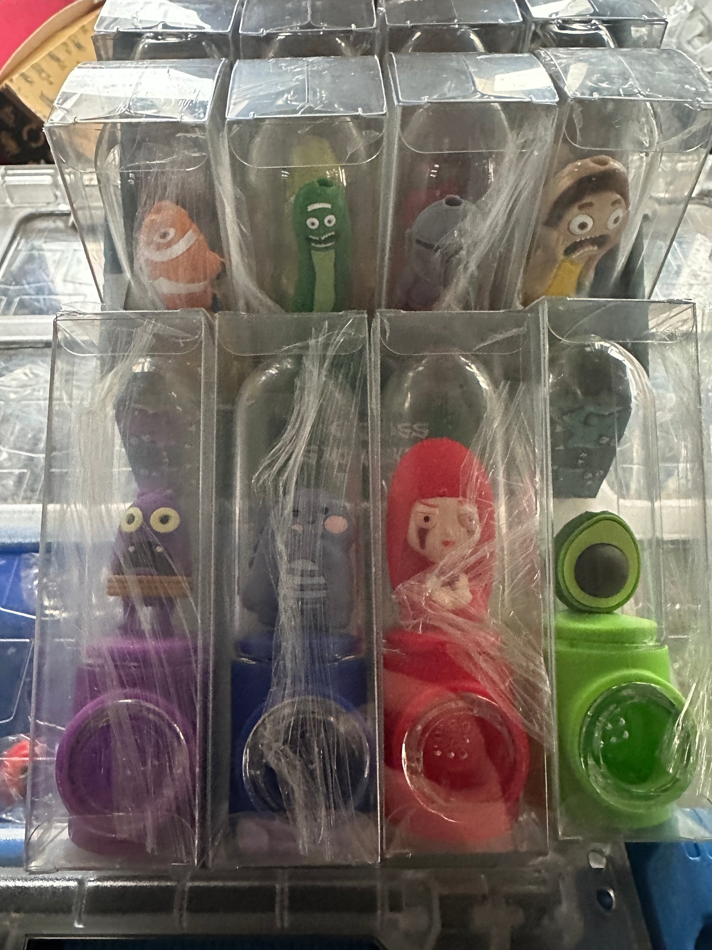 Silicone & Glass Character Pipes 12pk