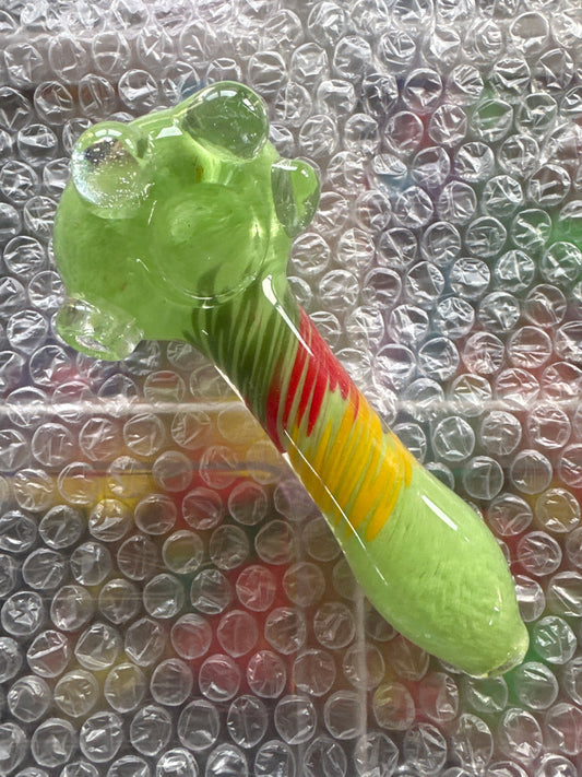 Glass 5” Pastel Hand Pipe with Tri-color Squiggle on Stem