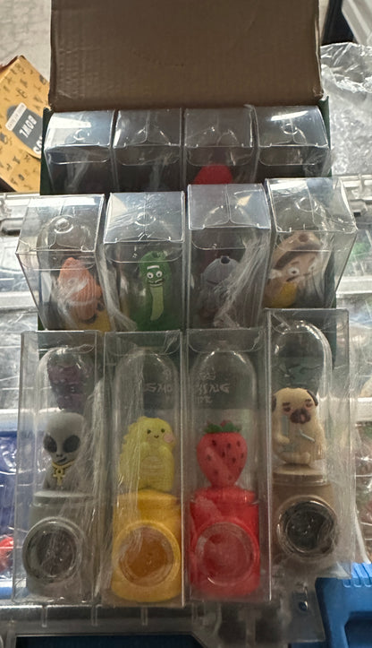 Silicone & Glass Character Pipes 12pk