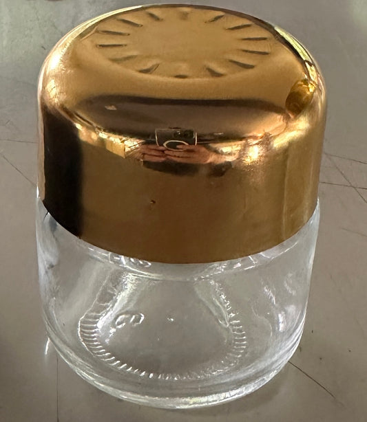 Glass Jar w/ Gold Dome Child Resistant Lid